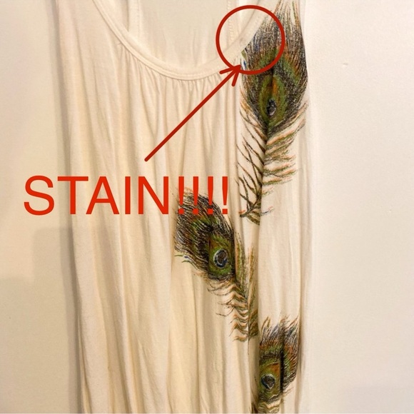 Forever 21 Tank Top Peacock Feather Design Boho Sleeveless Y2K  Medium FLAWED - Picture 5 of 16